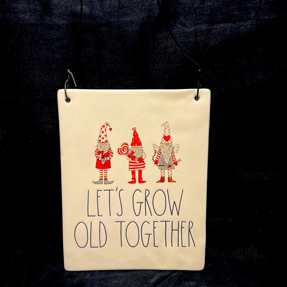 Rae Dunn ceramic hanging sign gnomes Valentines